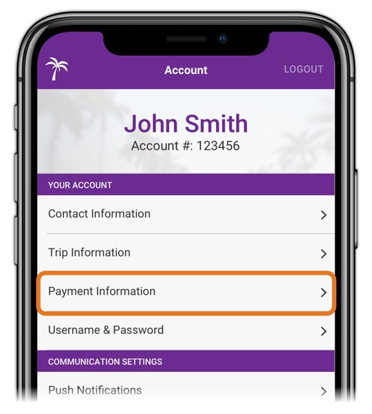 image screenshot reference - select payment information menu item